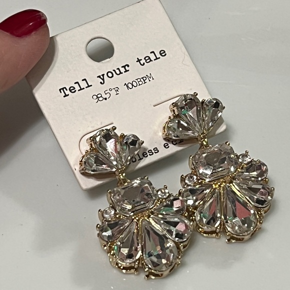 ✨ Clear Crystal Gold-Plate Statement Earrings - Picture 2 of 4